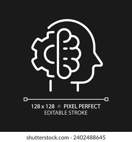 2D pixel perfect editable white high IQ icon, isolated vector, thin line illustration representing soft skills.