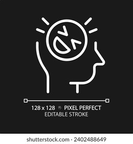 2D pixel perfect editable white sense of humor icon, isolated vector, thin line illustration representing soft skills.