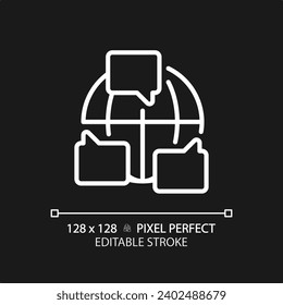 2D pixel perfect editable white collaboration icon, isolated vector, thin line illustration representing soft skills.