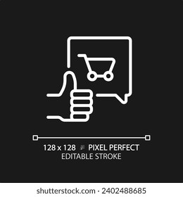 2D pixel perfect editable white purchase decision icon, isolated vector, thin line illustration representing soft skills.