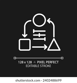 2D pixel perfect editable white adaptability icon, isolated vector, thin line illustration representing soft skills.