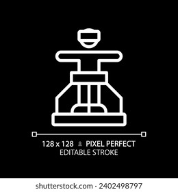 2D pixel perfect editable white hologram icon, isolated vector, thin line illustration representing VR, AR and MR.