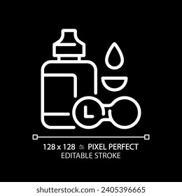2D pixel perfect editable white contact lens solution icon, isolated vector, thin line illustration representing eye care.