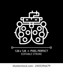 2D pixel perfect editable white phoropter icon, isolated vector, thin line illustration representing eye care.