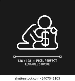 2D pixel perfect editable white greed icon, isolated simple vector, thin line illustration representing psychology.