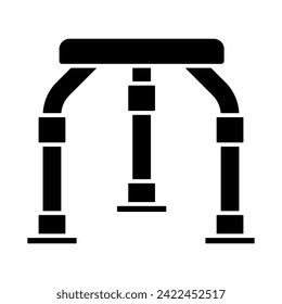 2D pixel perfect glyph style shower stool icon, isolated vector, silhouette illustration representing medical care equipment.