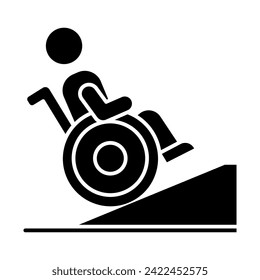2D pixel perfect glyph style handicap ramp icon, isolated vector, silhouette illustration representing medical care equipment.
