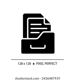 2D pixel perfect glyph style folder icon, isolated vector, silhouette document illustration
