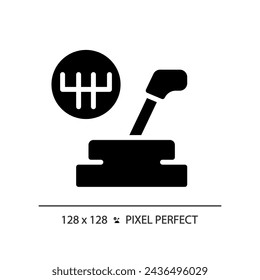 2D pixel perfect glyph style car gear lever icon, isolated vector, simple silhouette illustration representing car service and repair.