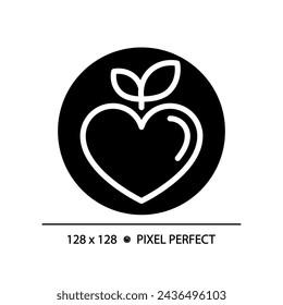 2D pixel perfect glyph style healthy food icon, isolated vector, silhouette illustration representing allergen free.