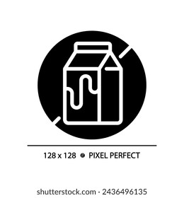 2D Pixel perfekte Glyphe Stil Laktosefreie Ikone, isolierter Vektor, Silhouette Illustration darstellt Allergen frei.