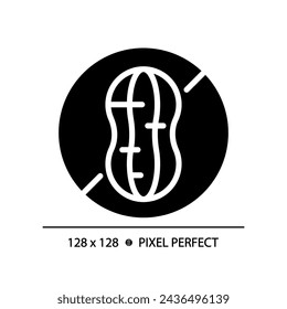2D pixel perfect glyph style nut free icon, isolated vector, silhouette illustration representing allergen free.