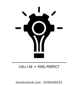 2D pixel perfect glyph style problem solving icon, isolated vector, silhouette illustration representing soft skills.