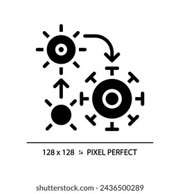 2D pixel perfect glyph style bacteria growth icon, isolated vector, simple silhouette illustration representing bacteria.
