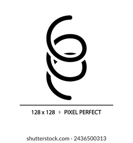 2D pixel perfect glyph style spirochete icon, isolated vector, simple silhouette illustration representing bacteria.