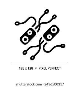 2D pixel perfect glyph style helicobacter pylori icon, isolated vector, simple silhouette illustration representing bacteria.