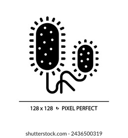 2D pixel perfect glyph style vibrio cholerae icon, isolated vector, simple silhouette illustration representing bacteria.