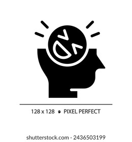 2D pixel perfect glyph style sense of humor icon, isolated vector, silhouette illustration representing soft skills.