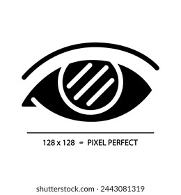 2D pixel perfect glyph style color blindness icon, isolated simple vector, silhouette illustration representing eye care.