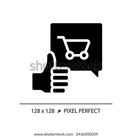 2D pixel perfect glyph style purchase decision icon, isolated vector, silhouette illustration representing soft skills.