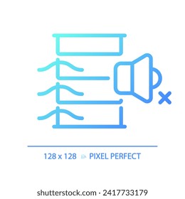 2D pixel perfect gradient acoustic louvres gradient icon, isolated vector, soundproofing blue thin line illustration.