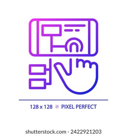 2D pixel perfect gradient augmented reality icon, isolated simple vector, thin line illustration representing VR, AR and MR.