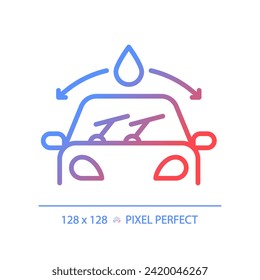 2D pixel perfect gradient car windshield icon, isolated vector, thin line illustration representing car service and repair.