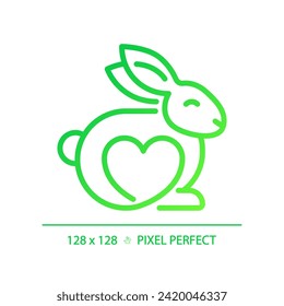 2D Pixel perfekte Farbverlauf-grausame Icon, einzelne Vektorgrafik, dünne grüne Illustration repräsentiert allergenfrei.