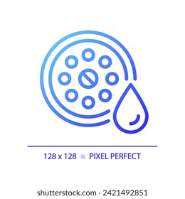 2D Pixel perfekte Farbverlauf-Drain-Symbol, einzelne Vektorgrafik, blaue dünne Linie Illustration, die Klempner.