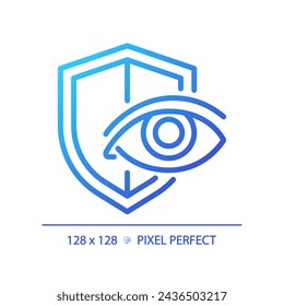 2D pixel perfect gradient eye protection icon, isolated vector, thin line illustration representing eye care.