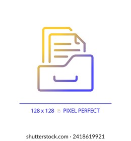 2D pixel perfect gradient folder icon, isolated vector, thin line document illustration.