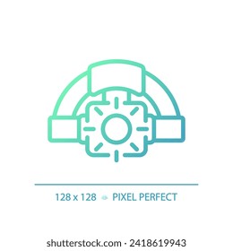 2D pixel perfect gradient headlamp icon, isolated vector, green hiking gear thin line illustration.