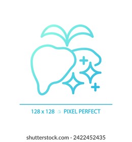 2D pixel perfect gradient healthy liver icon, isolated blue vector, thin line illustration representing metabolic health.