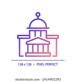 2D pixel perfect gradient icon of government building, isolated vector illustration of city hall.