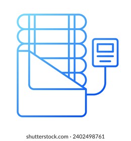 2D pixel perfect gradient massage bed icon, isolated vector, thin line illustration representing medical care equipment.