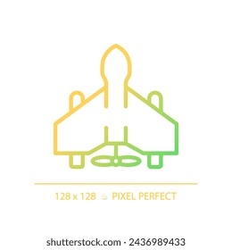 2D pixel perfect gradient military drone icon, isolated vector, thin line illustration representing weapons.