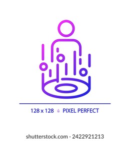 2D pixel perfect gradient mixed reality icon, isolated simple vector, thin line illustration representing VR, AR and MR.