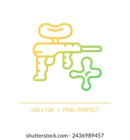 2D pixel perfect gradient paintball icon, isolated vector, thin line illustration representing weapons.
