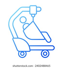 2D pixel perfect gradient patient sling icon, isolated vector, thin line illustration representing medical care equipment.