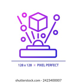 2D pixel perfect gradient projection icon, isolated simple vector, thin line illustration representing VR, AR and MR.