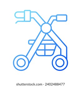 2D Pixel perfekte Farbverlauf-Rollator-Symbol, einzelne Vektorgrafik, dünne Linie Abbildung, die medizinische Geräte darstellt.