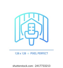 2D pixel perfect gradient soundproof studio gradient icon, isolated vector, soundproofing blue thin line illustration.