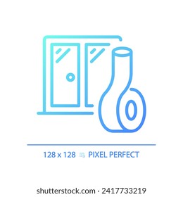2D pixel perfect gradient soundproof windows gradient icon, isolated vector, soundproofing blue thin line illustration.