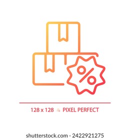2D pixel perfect gradient tags with percentage icon, isolated simple vector, thin line illustration representing discounts.