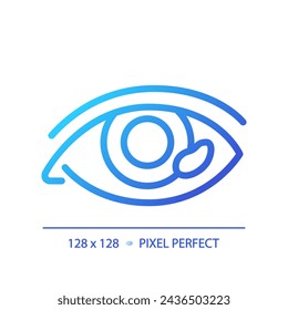 2D pixel perfect gradient teardrop icon, isolated vector, thin line illustration representing eye care.