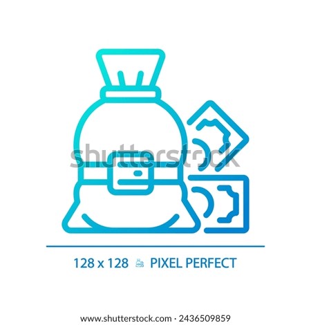 2D pixel perfect gradient tight budget icon, isolated vector, thin line blue illustration representing economic crisis.