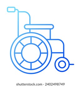 2D pixel perfect gradient wheelchair icon, isolated vector, thin line illustration representing medical care equipment.