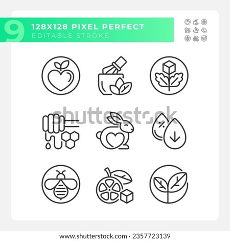 2D pixel perfect icons collection representing allergen free, editable black thin line illustration.