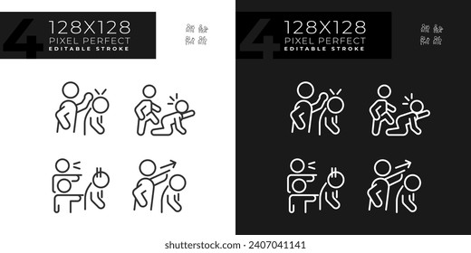 2D pixel perfect light and dark icons set representing psychology, editable thin line illustration.