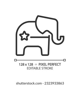 2D pixel perfect Republican Party thin line icon, isolated vector illustration of political party logo.